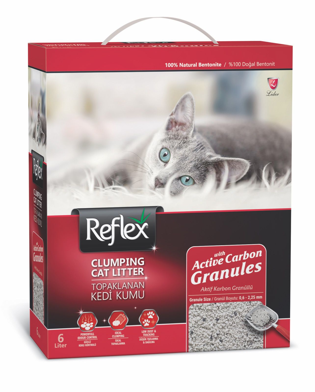 Reflex Clumping Cat Litter with Active Carbon Granules 6L
