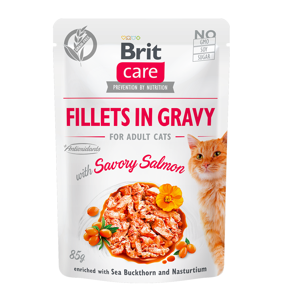 Brit Care Pochons Pour Chat Savory Salmon (Saumon) in Gravy 85 G