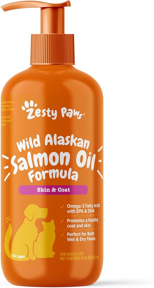 Zesty Paws Wild Alaskan Omega-3 Blend Pollock + Salmon Oil for Dogs and Cats