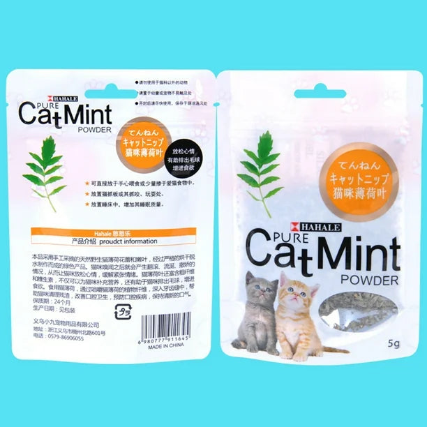 Poudre de Menthe pour Chat 5g/paquet Friandises Naturelles pour Nettoyage de Bouche de Chaton