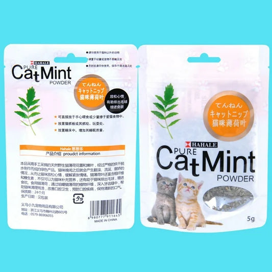 Poudre de Menthe pour Chat 5g/paquet Friandises Naturelles pour Nettoyage de Bouche de Chaton