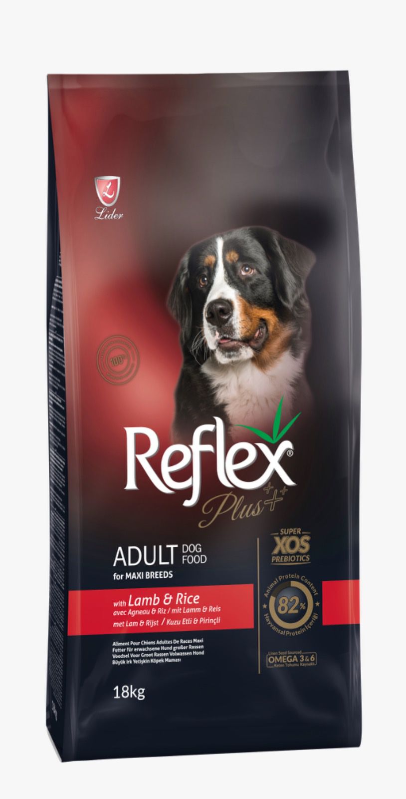 Reflex Plus Maxi Breed Adult Dog Food with Lamb & Rice 18 KG