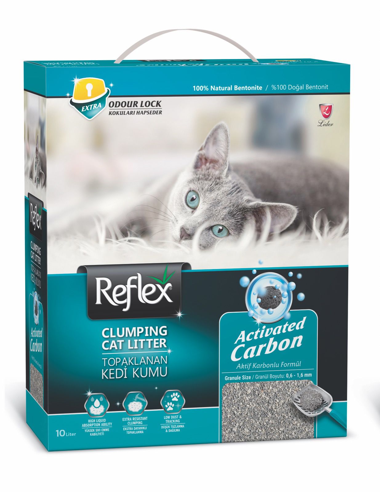 Reflex Clumping Cat Litter with Activated Carbon 10L