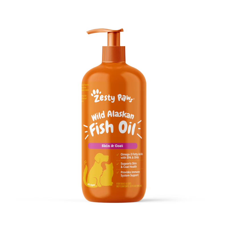 Zesty Paws Wild Alaskan Omega-3 Blend Pollock + Salmon Oil for Dogs and Cats